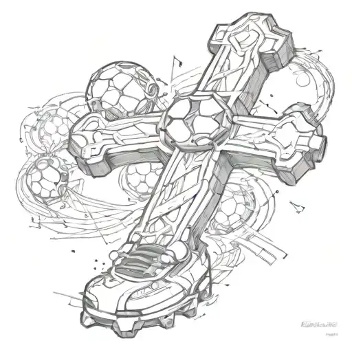 A Christian Cross Made Out Of Soccer Cleats
