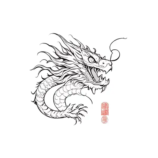 A Chinese Dragon Where The Head Begins On The Chest And Because The Tail Around The Upper Arm Quires