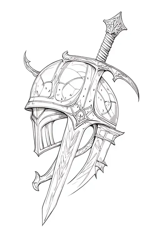 Crusader Sword Nect To The Medevil Time Helmet