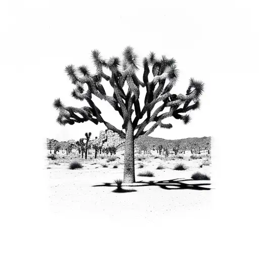 Joshua Tree In Front Of Brick Wall