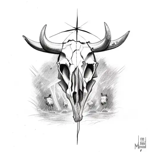 Cow Skull With A Cross