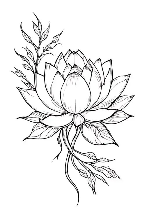 Lotus Flower With Vines