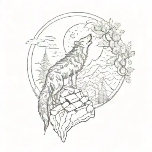 A Wolf Howling At The Moon While Surrounded By A Forest Of Books