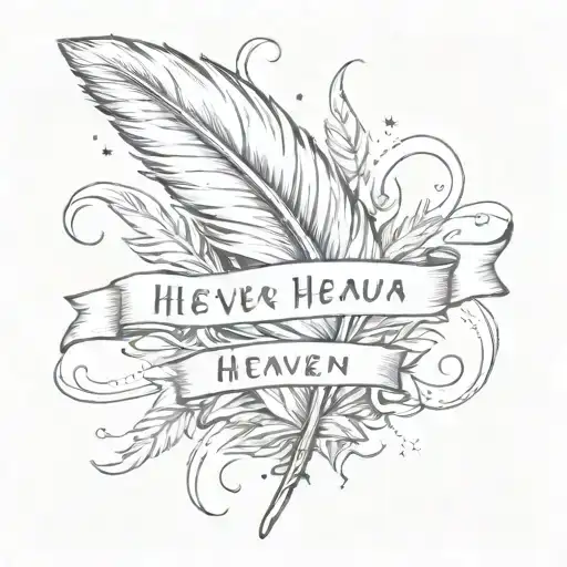 White Feather And Inscription Heaver Than Heaven