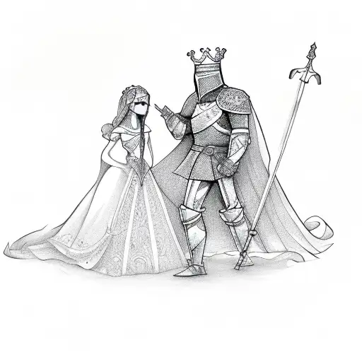 Stick Figure Princess And Knight In Love