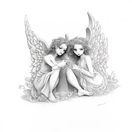 Angel And Devil With Curly Hair Cute