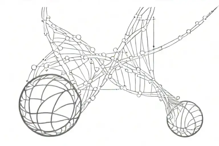 Dna Double Helix Connecting Atoms Forming A Basketball