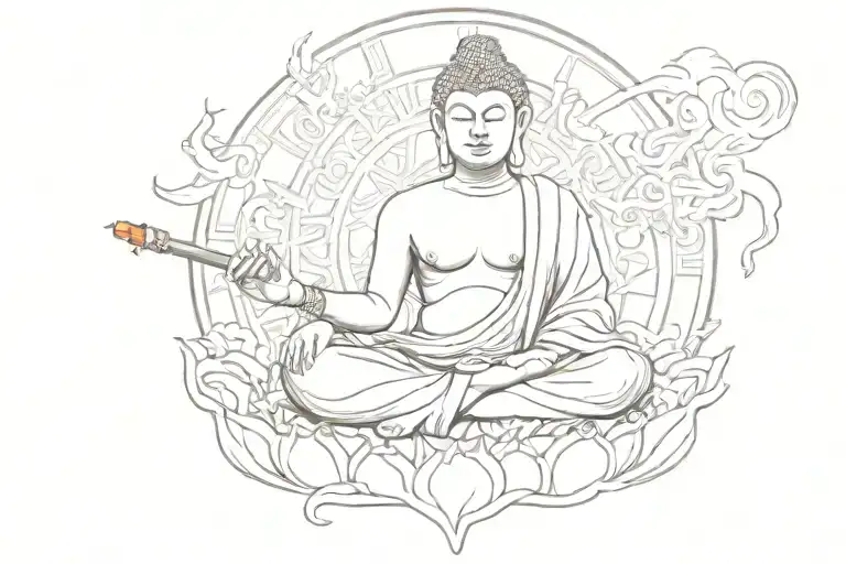 Buddha Pose And Smokes