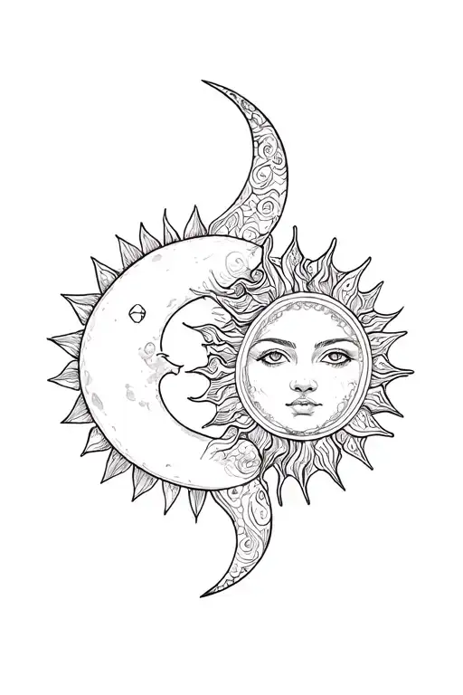 Sun And Moon Merging Together