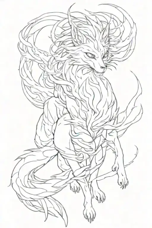 Kurama With Fire Back