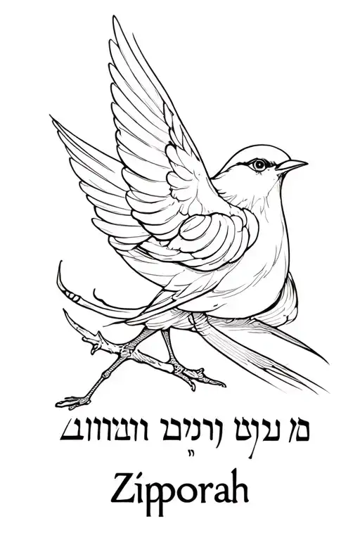 Little Bird With Rhe Name Zipporah Intertwined In The Bird In Hebrew