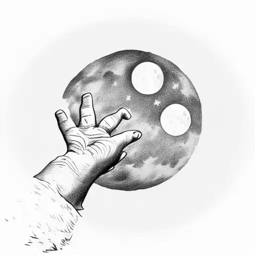 A Little Kids Hand And An Old Persons Hand Pointing At The Moon