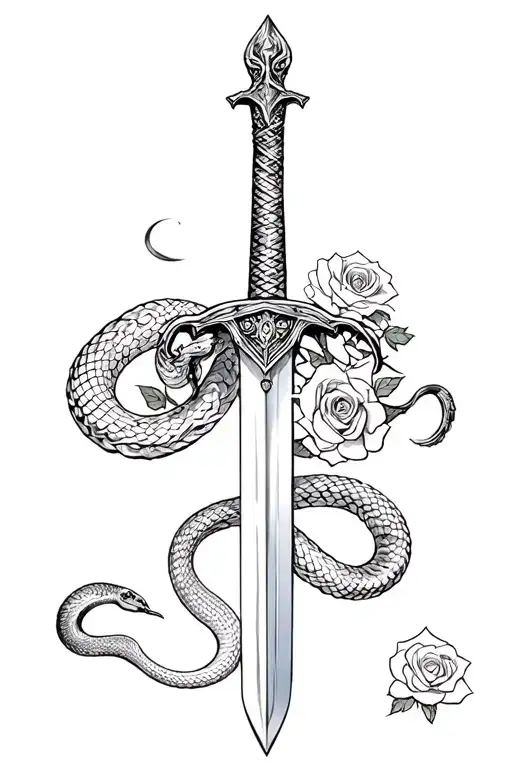 Snake And Sword And Roses