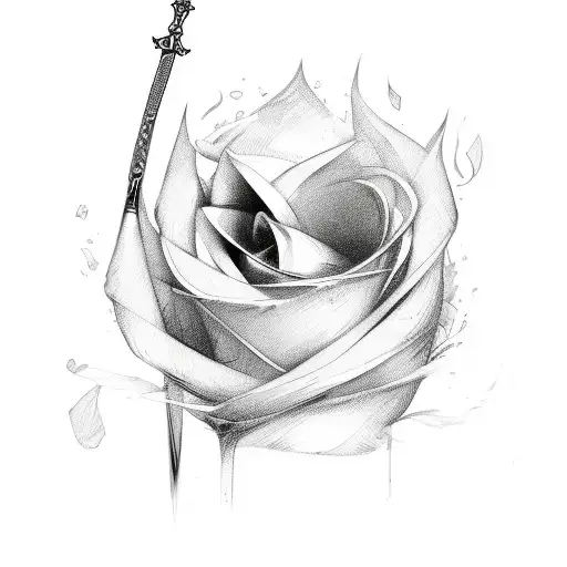 Sword Desintergrating With Petals