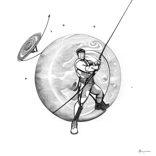 Archer With Bow And Arrow With The Planet Jupiter