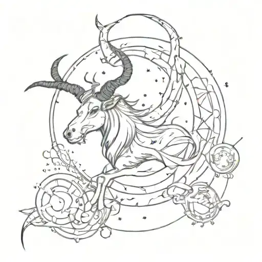 A Magical Capricorn Constellation In Space Themed