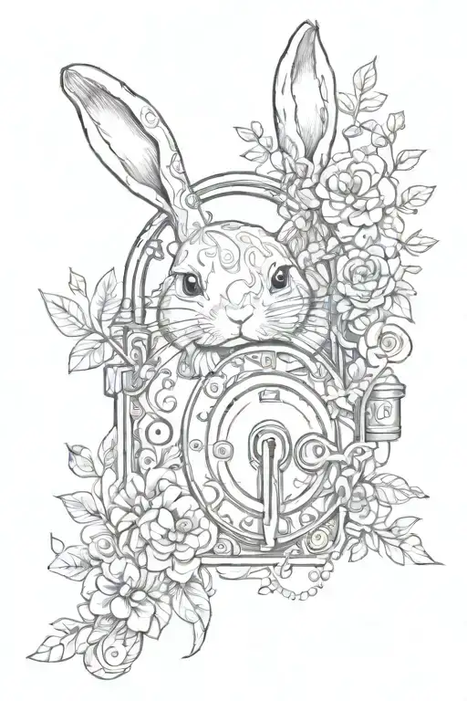 A Pretty Lock With Whimsical Rabbit Design