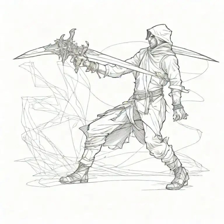 Illustrate A Shadowy Figure Moving Silently With A Dagger In Hand