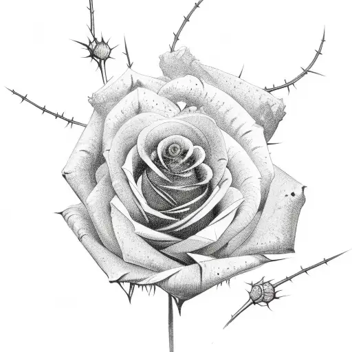 Black Rose With Thorny Stem