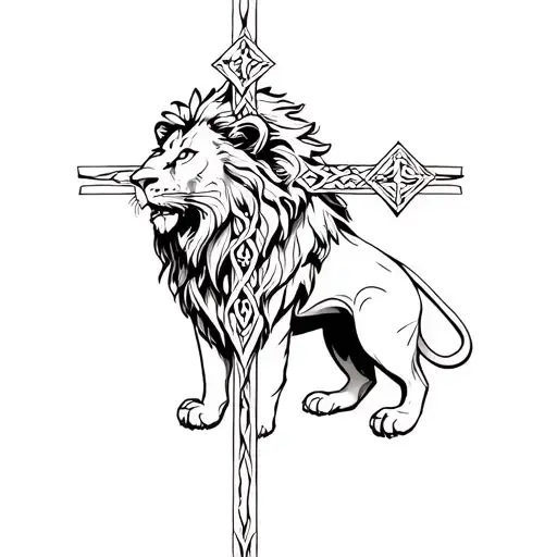 A Lion With A Cross