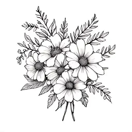 July August November Birth Flower Bouquet