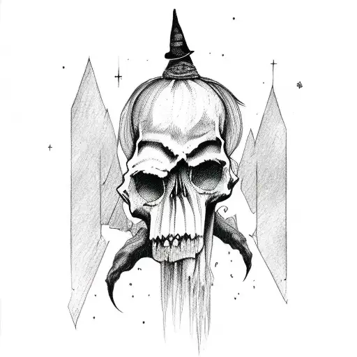 Witch With Magic And Skull