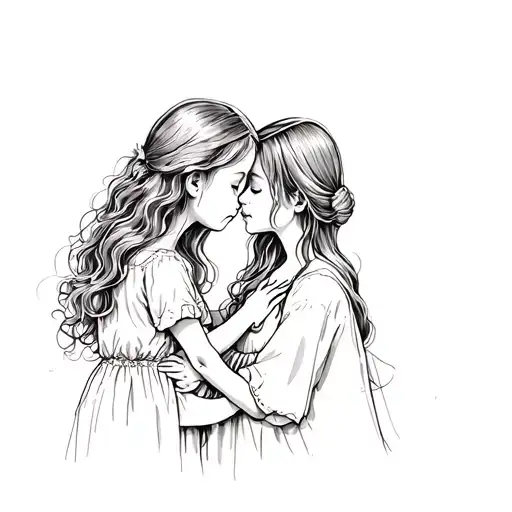 A Little Girl And Her Mother