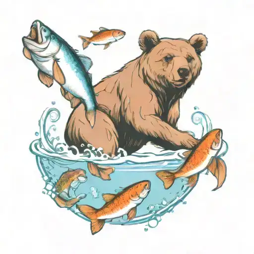 Bear Playing With Salmon Underwater