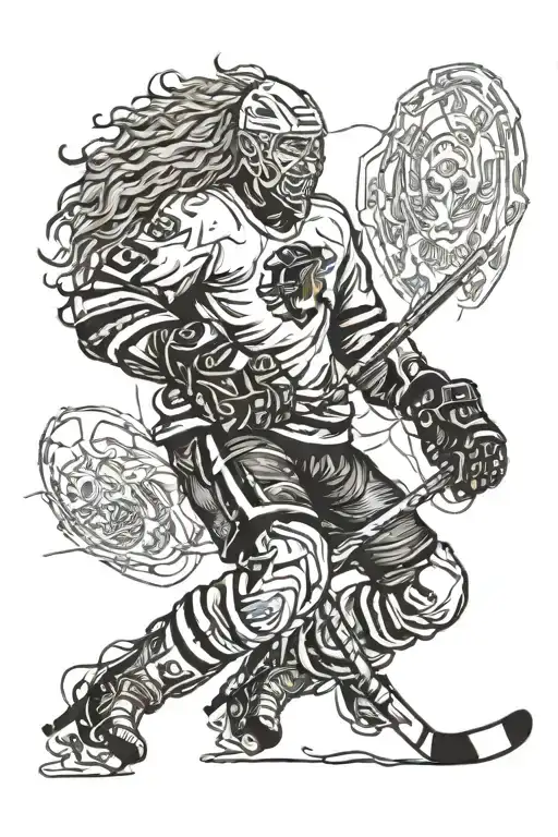 Hockey Player Against Lion