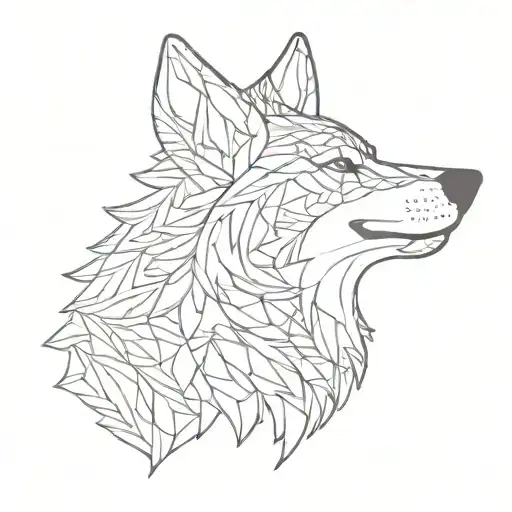 An Abstract Design Of A Wolf Profile Made Up Of Intricate Shadows And Negative Space