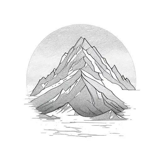 A Detailed Sketch Of A Mountain Peak Reflecting In A Calm Lake