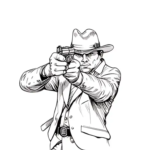 Mafia Guy Pointing A Gun
