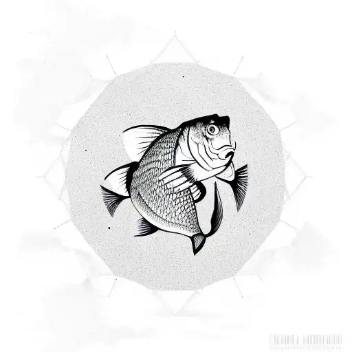 Carp Fish With Futuristic Hexagonal Forms