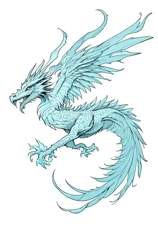 Half Phoenix Rising Half Dragon Flying