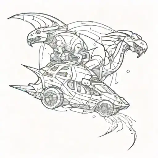 A Futuristic Car Racing Through A Galaxy Filled With Dragons And Elephants