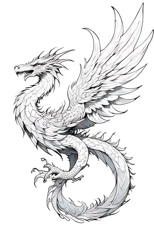 Phoenix And Dragon S Shape Dragon Emerging