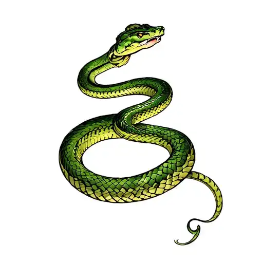 Green Snake Wrapping Around Arm Sleeve