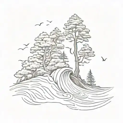 Redwood Trees And Roses And Ocean Wave Crashing