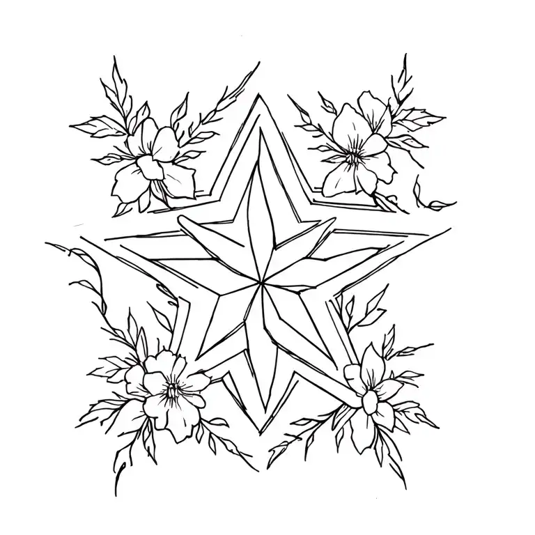 Doulbe Wall Star With Vines And Flower Wrap