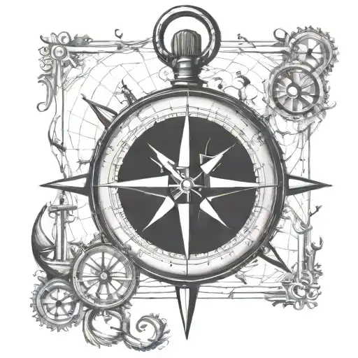 Nautical Compass With An Anchor Wrapped