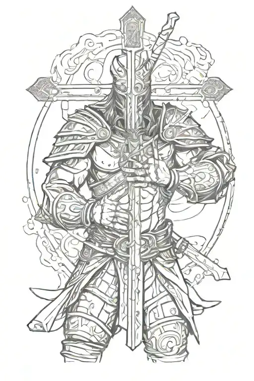 A Warrior Holds A Cross In His Hands