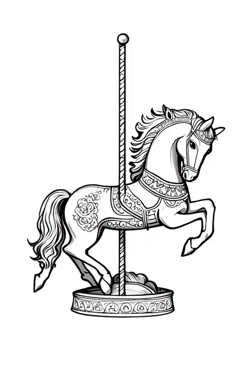 Fine Line Black And White Carousel Horse
