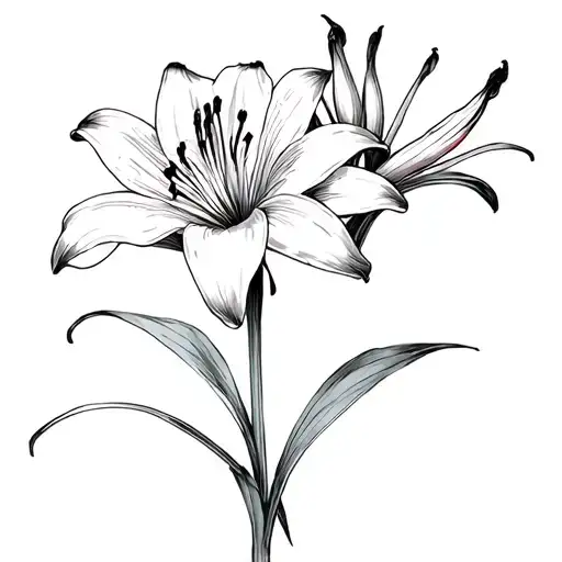 Red And Black Fineline Japanese Spider Lily Flower