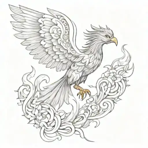 A Fiery Phoenix With Zodiac Symbols Intertwined In Its Wings