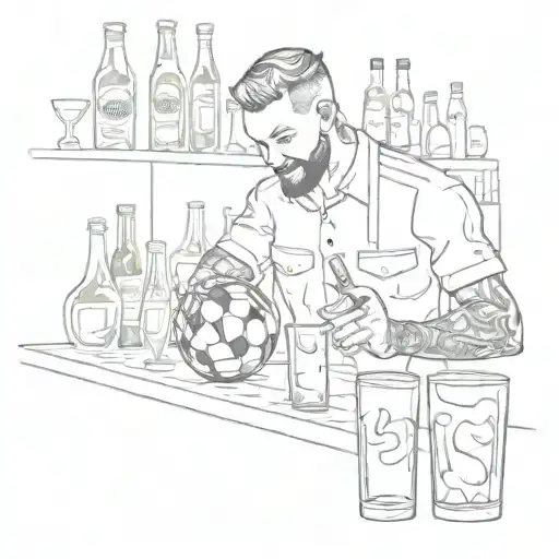 A Bartender Mixing Cocktails With Soccer Balls As Shakers