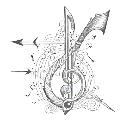 An Arrow Piercing Through A Musical Note Made Entirely