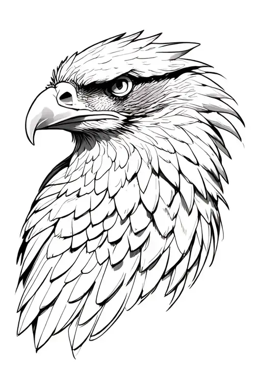 Eagle Head And Body Fine Line Discreet No Shadows