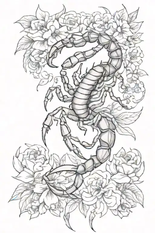 Scorpion And Flowers