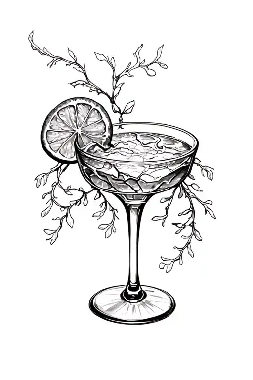 Broken Margarita Glass Entangled With Vines