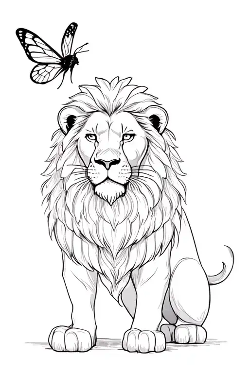Lion With Butter Fly